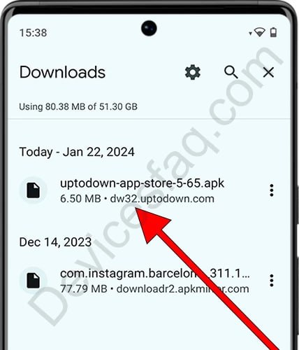 Tap downloaded APK file